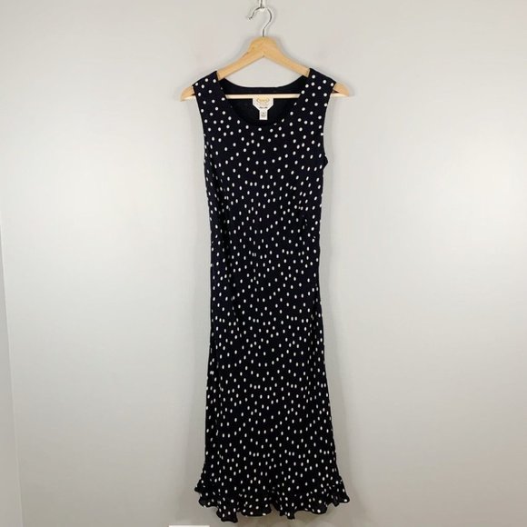 Talbots Dresses & Skirts - Talbots Polka Dot Sleeveless 100% Silk Midi Dress 10 Petites